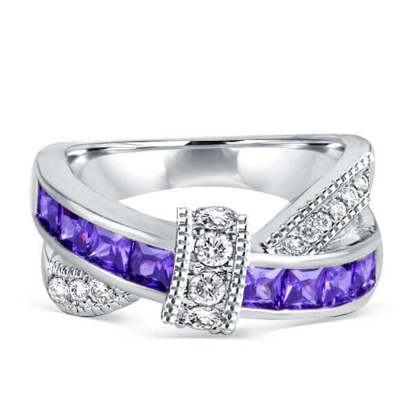 Knot Created Amethyst Wedding Band