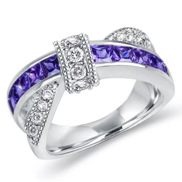Knot Created Amethyst Wedding Band
