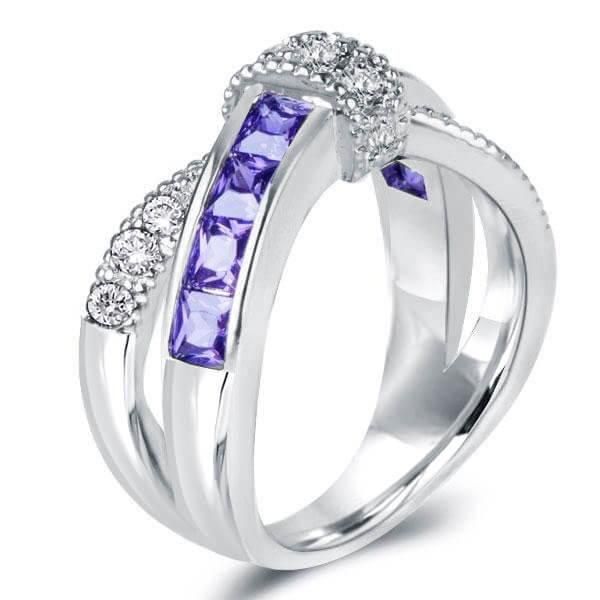 Knot Created Amethyst Wedding Band