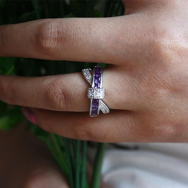 Knot Created Amethyst Wedding Band
