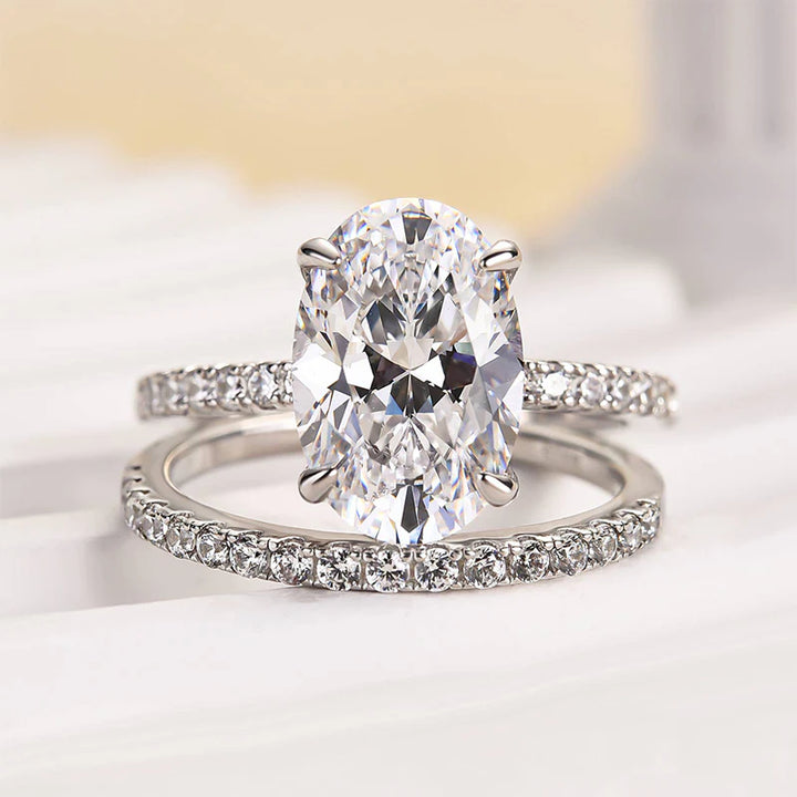 4.0 Carat Oval Cut Wedding Ring Set Receive a Free Band Ring