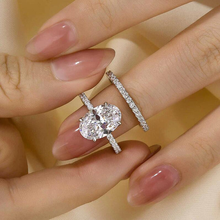 4.0 Carat Oval Cut Wedding Ring Set Receive a Free Band Ring