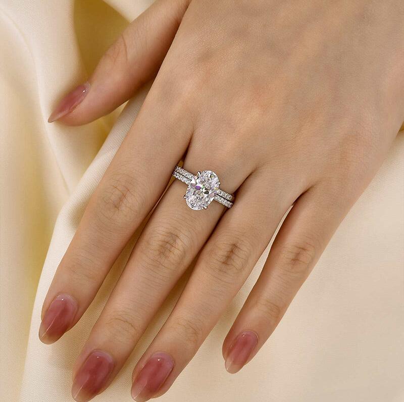 4.0 Carat Oval Cut Wedding Ring Set Receive a Free Band Ring