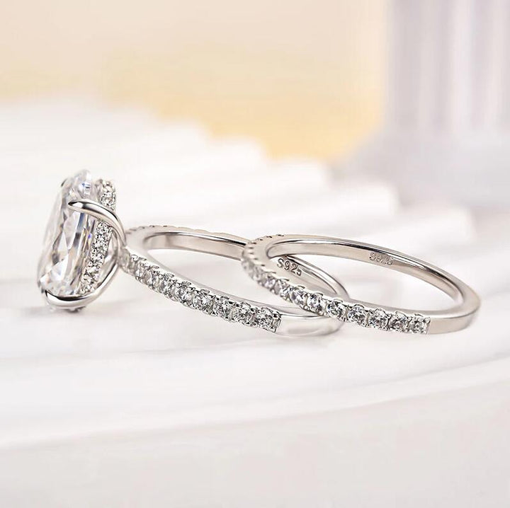 4.0 Carat Oval Cut Wedding Ring Set Receive a Free Band Ring