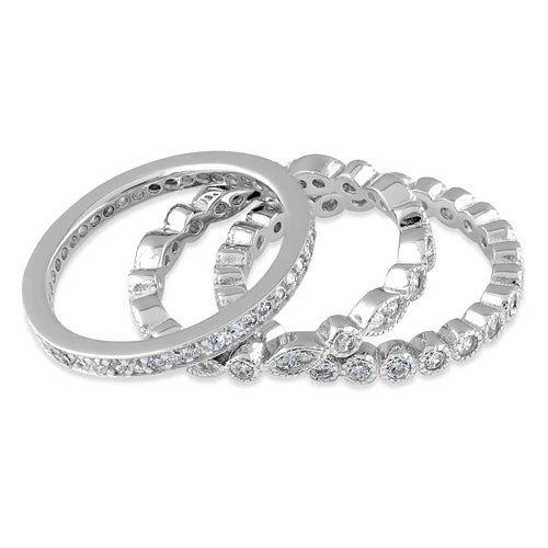 s925 Sterling silver Sterling Silver 3 Rings Stackable CZ Rings