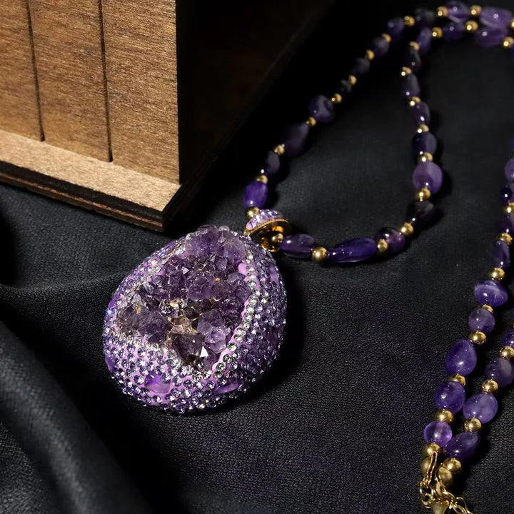 Violet Amethyst Sweater Chain Necklace