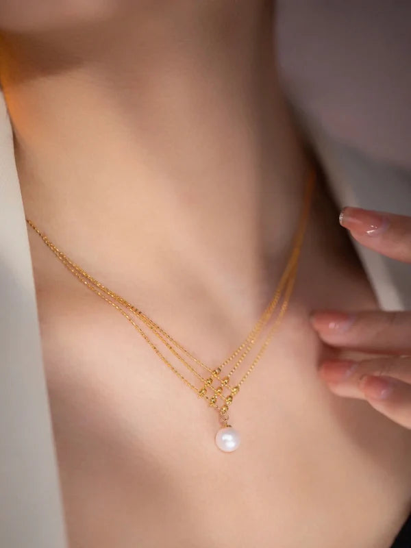 Grid of Elegance Pearl Necklace | 24k Gold Plated
