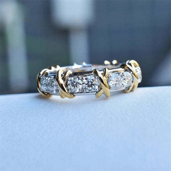 S925 Sterling Silver Moissanite Cross Full Diamond Ring