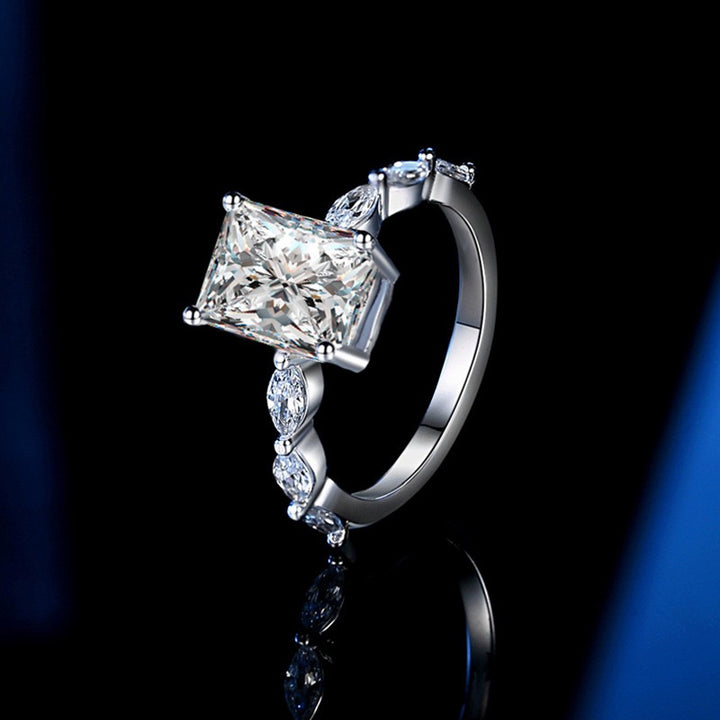 Elegant Cushion Cut Sterling Silver Engagement Ring
