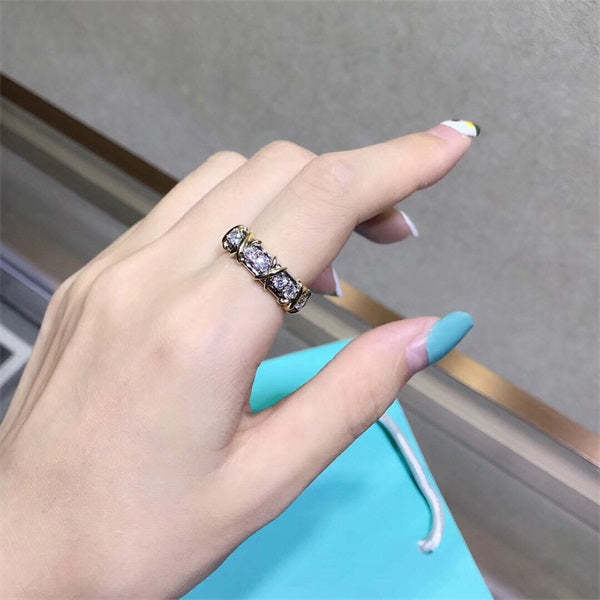 S925 Sterling Silver Moissanite Cross Full Diamond Ring