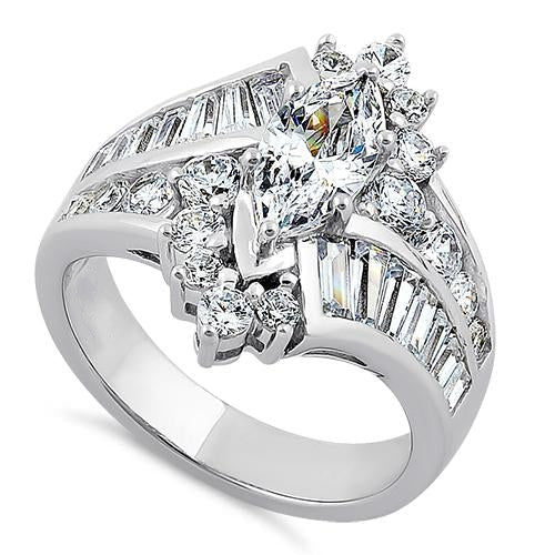 s925 sterling silver Sterling Silver Marquise CZ Engagement Ring