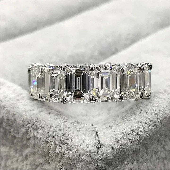 Celestial Geometry – Channel-Set Emerald Cut Eternity Band