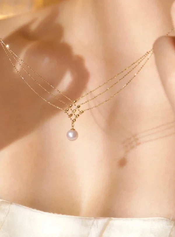 Grid of Elegance Pearl Necklace | 24k Gold Plated