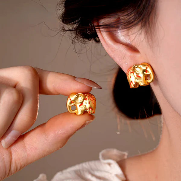 14K Gold-Plated Stylish Elephant Stud Earrings
