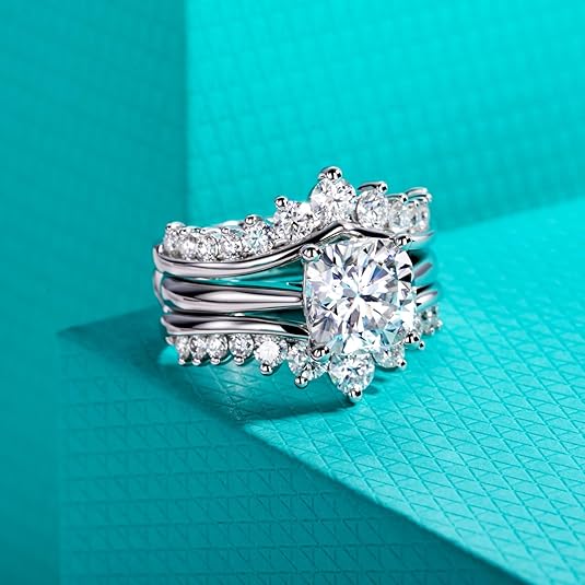 4.52CT Moissanite Bridal Set, 925 Silver Engagement Ring