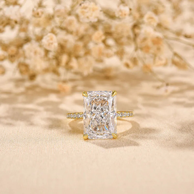 Elegant Radiant-Cut Simulated Diamond Engagement Ring for Women