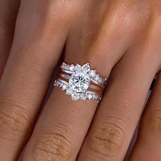 4.52CT Moissanite Bridal Set, 925 Silver Engagement Ring