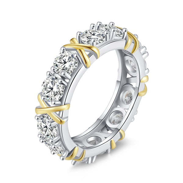S925 Sterling Silver Moissanite Cross Full Diamond Ring