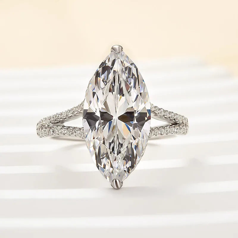 Exquisite Split Shank 4.0Ct Marquise Cut Engagement Ring