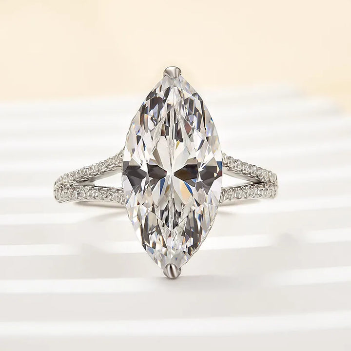 Exquisite Split Shank 4.0Ct Marquise Cut Engagement Ring