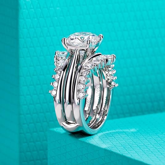 4.52CT Moissanite Bridal Set, 925 Silver Engagement Ring
