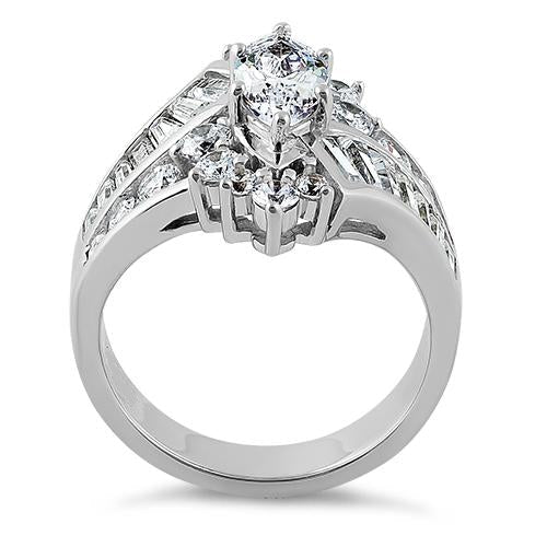 s925 sterling silver Sterling Silver Marquise CZ Engagement Ring
