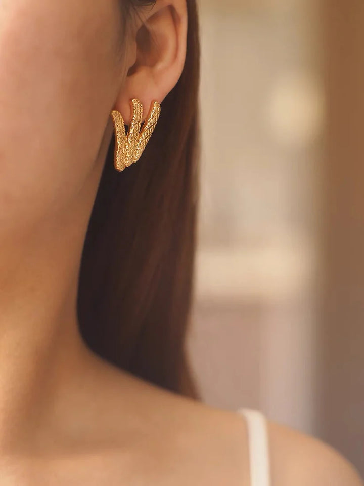 Handcrafted 24k Gold Plated Brass Necklace & Earrings Set