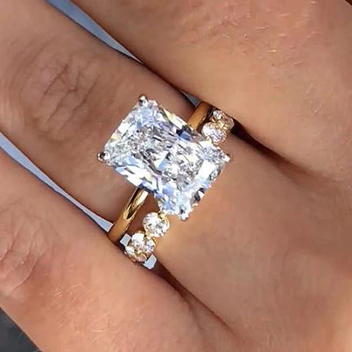 Stunning Radiant Cut Bridal Set In Sterling Silver-Receive a Free Band Ring