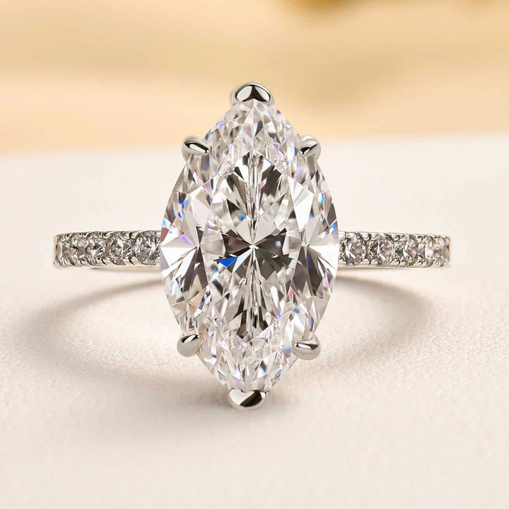 S925 Sterling Silver Marquise Cut Engagement Ring