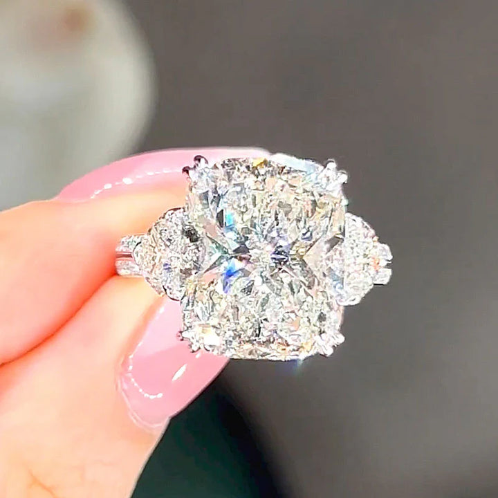 Romantic 6.0Ct Cushion Cut Three-Stone Engagement Ring for Women