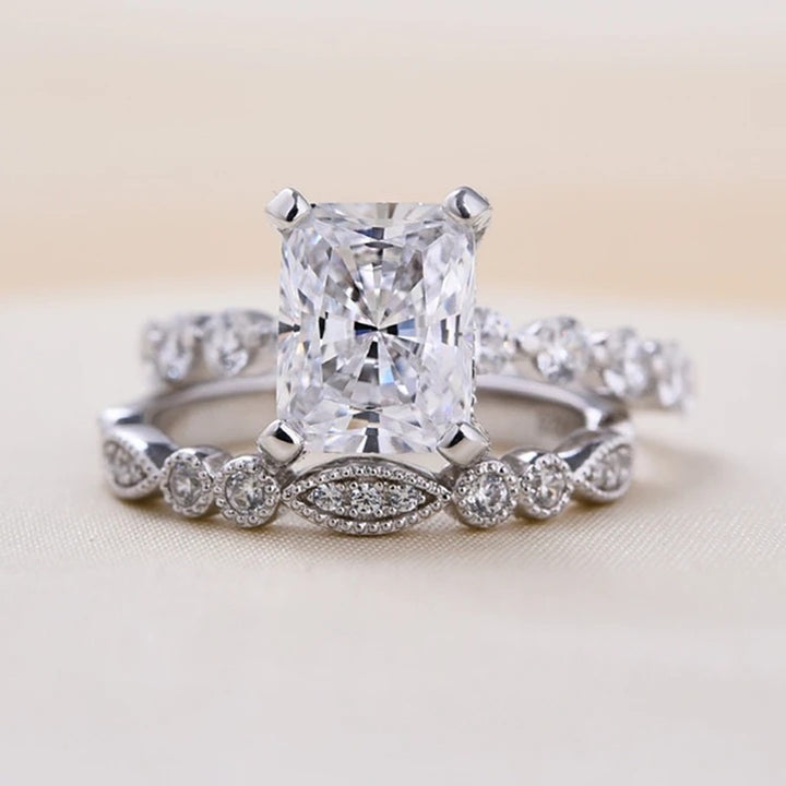 Stunning Cushion Cut Engagement Ring in Sterling Silver