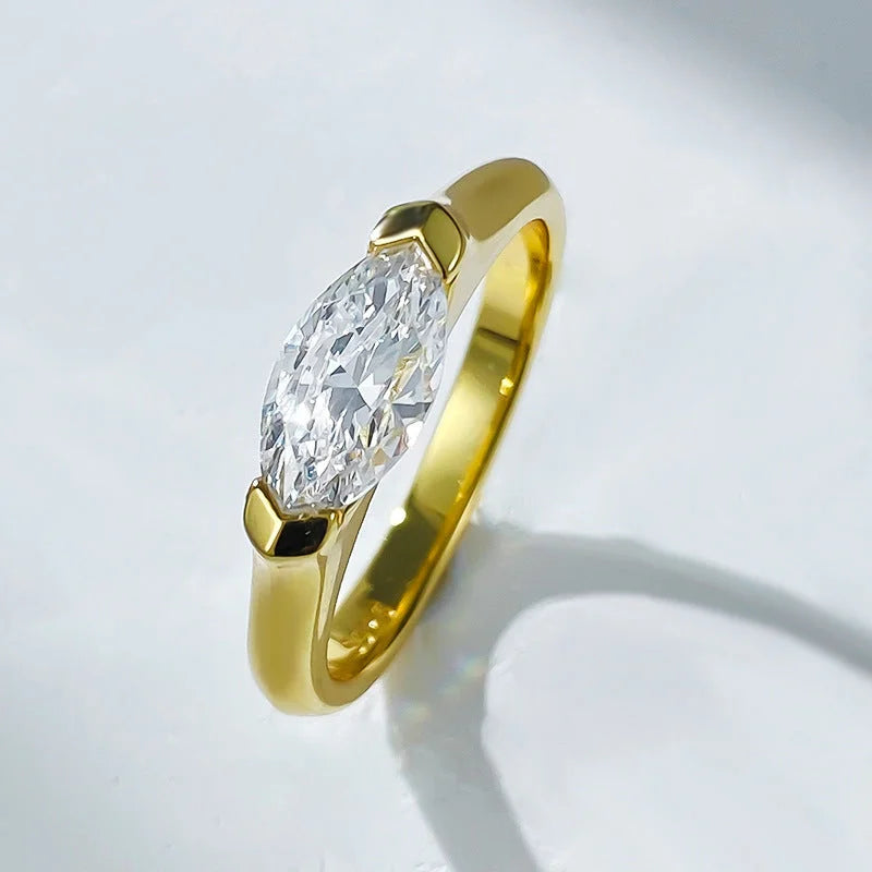 Modern Marquise Cut Sterling Silver Ring – Elegant Simplicity