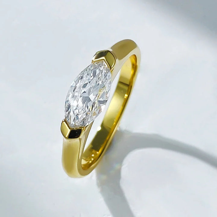Modern Marquise Cut Sterling Silver Ring – Elegant Simplicity