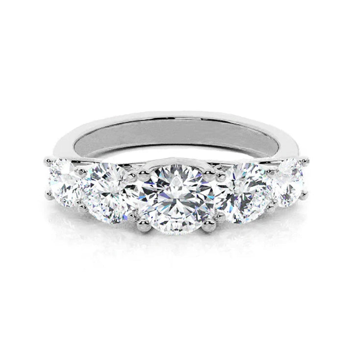 Five-Stone Moissanite Ring with Tapered Trellis Setting