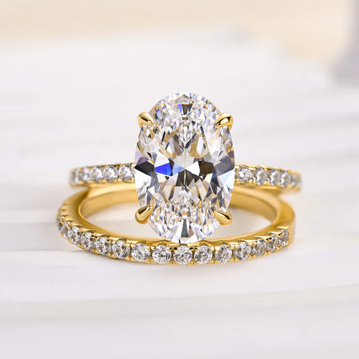 4.0 Carat Oval Cut Wedding Ring Set Receive a Free Band Ring