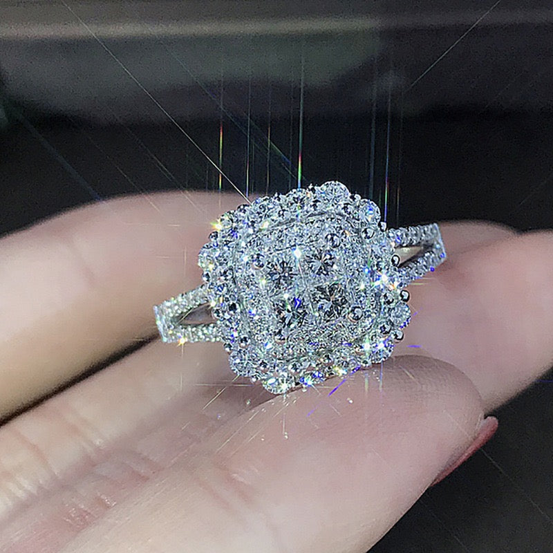 Romantic 7.0Ct Cushion Cut Three-Stone Ring