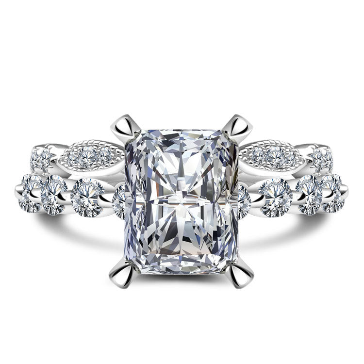 Starlight Bloom | Cushion Cut S925 Silver Moissanite Ring