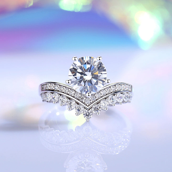 S925 Silver Crown Design 2.6 Carat Moissanite Ring