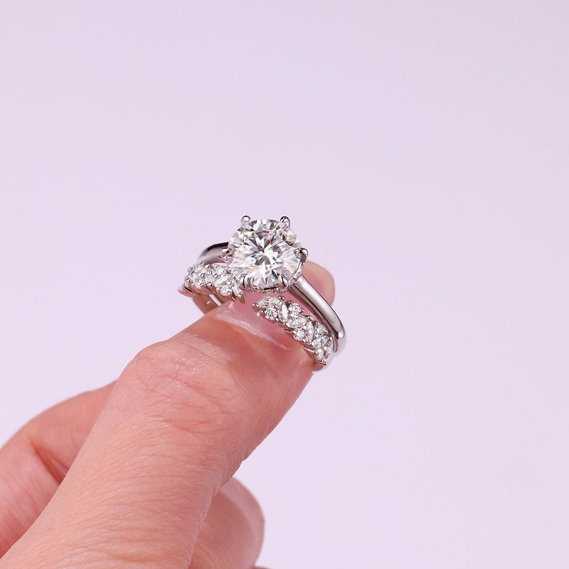 925 sterling silver, stacked moissanite design, 3.23 carat 18k platinum-plated ring