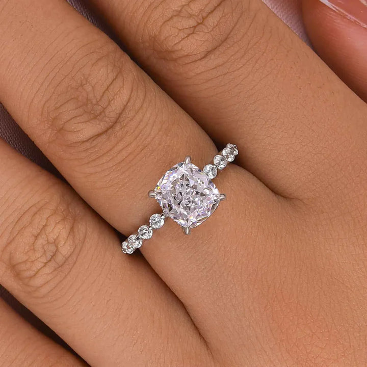 Ushion Cut Engagement Ring In Sterling Silver