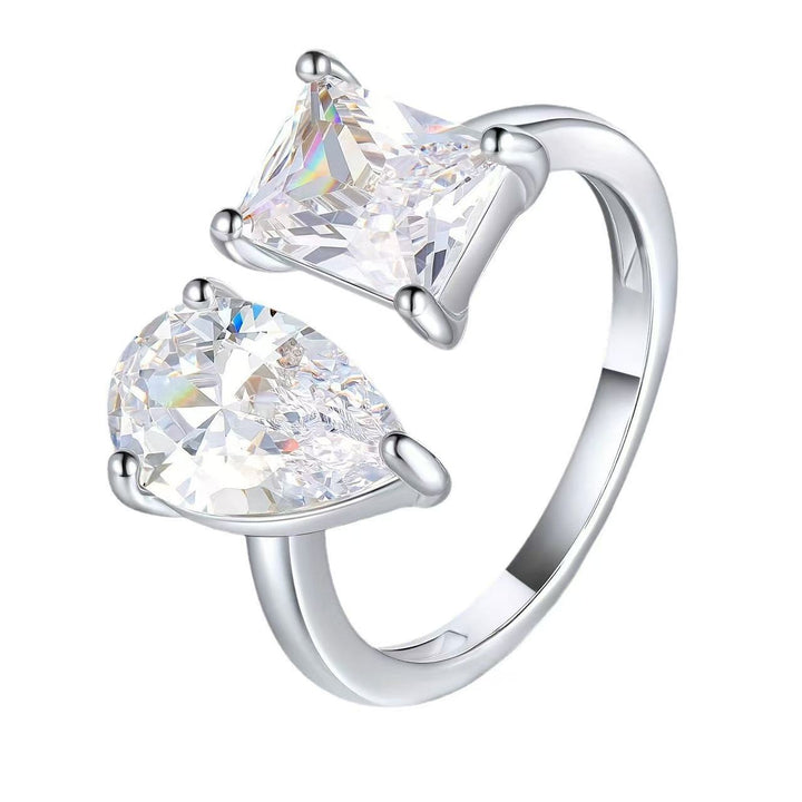 Waterdrop & Geometric Diamond Ring – A Modern Elegance