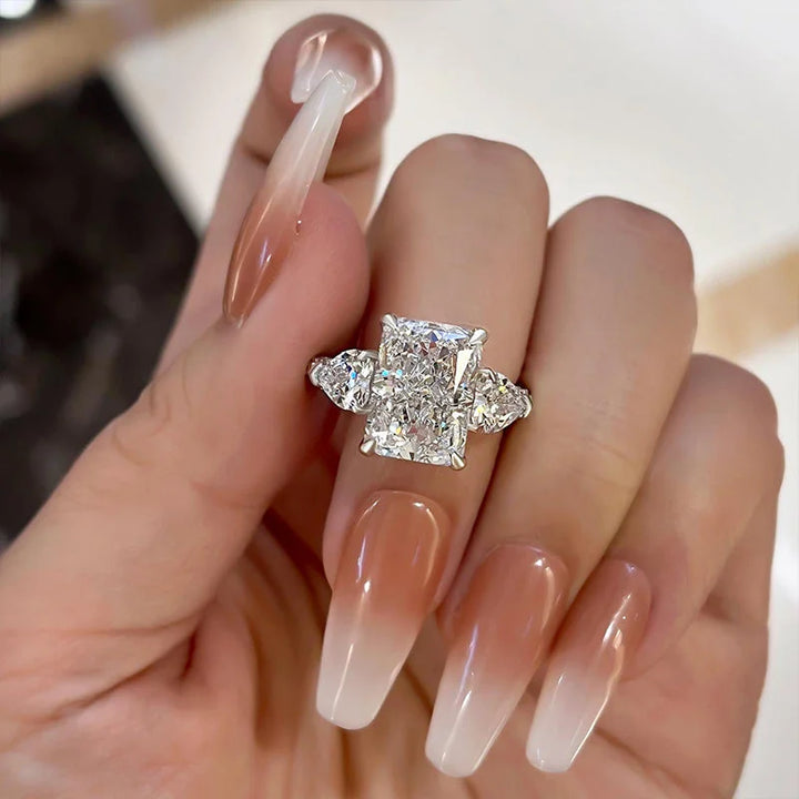 Elegant Three-Stone Silver Ring for Her