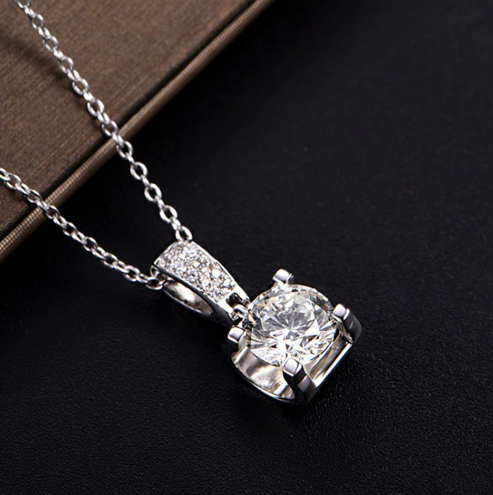 Silver Double Row Moissanite Bull Head Necklace