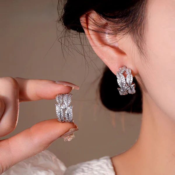 Charming Zircon Leaf-Shaped C Earrings