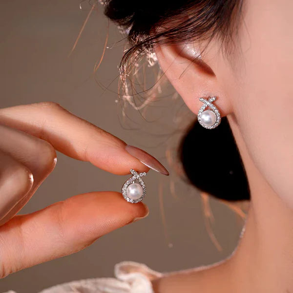 Graceful Zircon Bead Water Drop Hoop Earrings