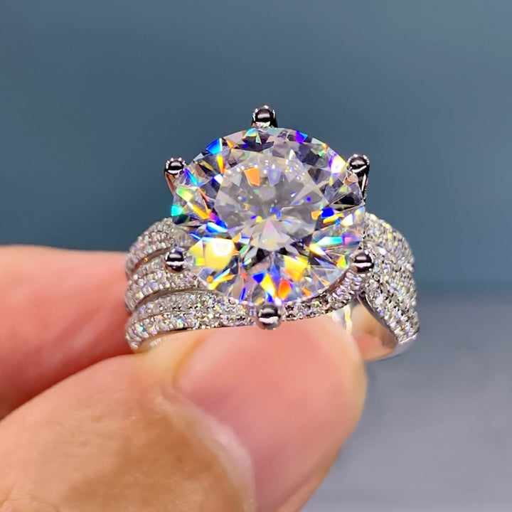 Eternity’s Echo – S925 sterling silver Triple Row Diamond Statement Ring