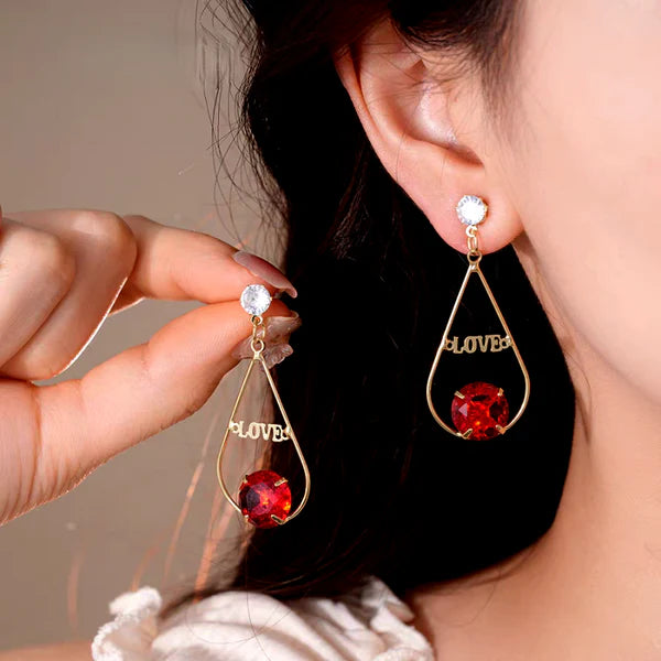 Zircon Diamond Love Letter Tassel Earrings