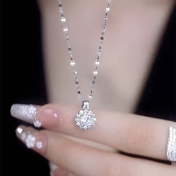 Radiant Sunflower S925 Sterling Silver Pendant Necklace