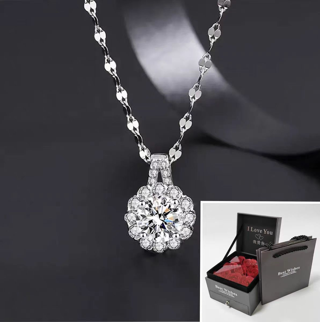 Radiant Sunflower S925 Sterling Silver Pendant Necklace