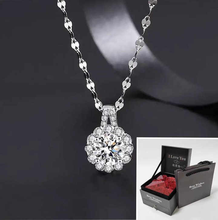 Radiant Sunflower S925 Sterling Silver Pendant Necklace